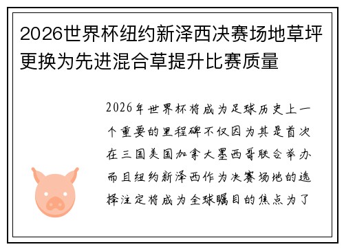 2026世界杯纽约新泽西决赛场地草坪更换为先进混合草提升比赛质量