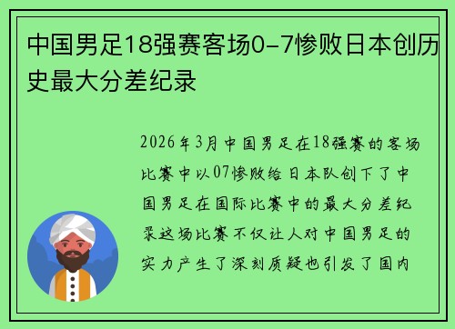 中国男足18强赛客场0-7惨败日本创历史最大分差纪录 中国男足18强赛客场0-7惨败日本创历史最大分差纪录